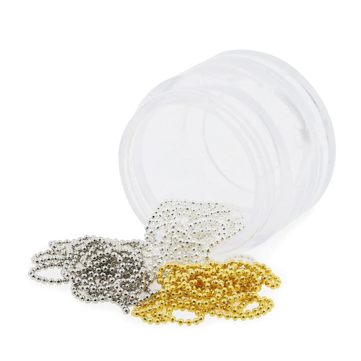 Metal Nail Art Micro Bead Chain - Gold, Silver & Pearl White   Naio Nails