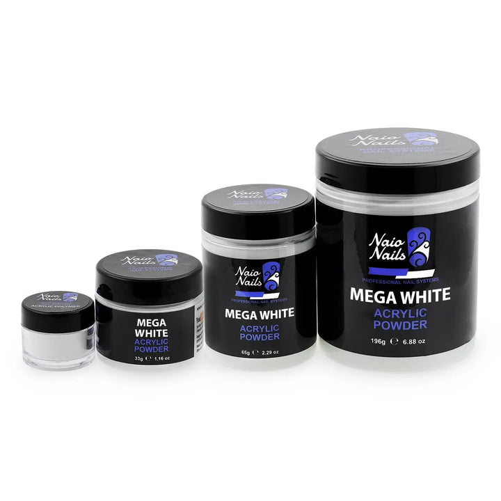 Mega White Acrylic Powder 12g - 195g   Naio Nails