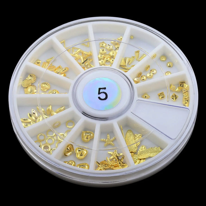 Metallic Nail Art Decals - Various Gold Studs   Naio Nails