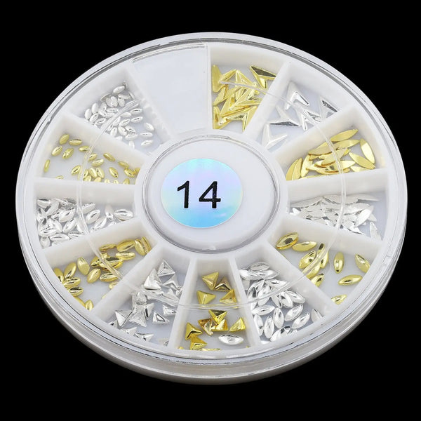 Metallic Nail Art Decals - Gold & Silver Studs   Naio Nails