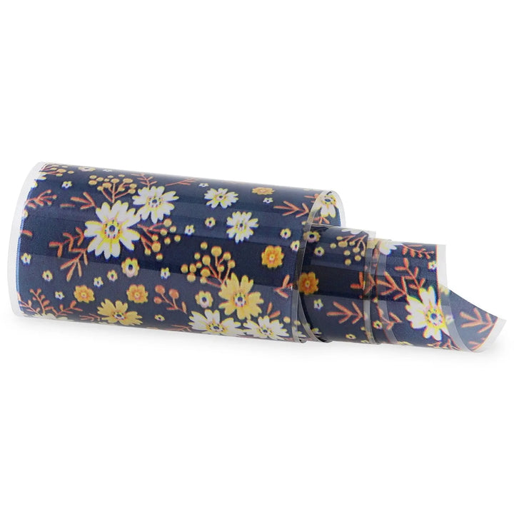 NF-036 Navy Backed Floral - Transfer Foil Strip   Naio Nails