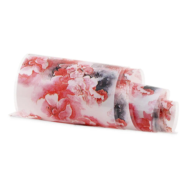 Red & Black Floral - Transfer Foil Strip   Naio Nails