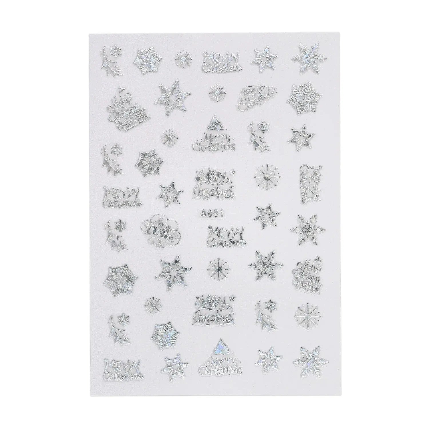 Christmas Sticker - Holographic Holly, Snowflakes & Merry Christmas   Naio Nails
