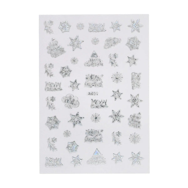Christmas Sticker - Holographic Holly, Snowflakes & Merry Christmas   Naio Nails
