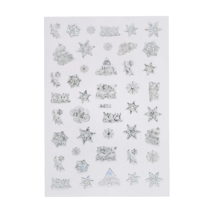 Christmas Sticker - Holographic Holly, Snowflakes & Merry Christmas   Naio Nails
