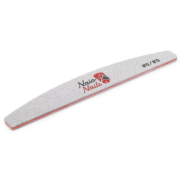 Pack of 4 Mixed - Zebra Grey Half Moon 80, 120, 180, 240 Grit Nail Files   Naio Nails