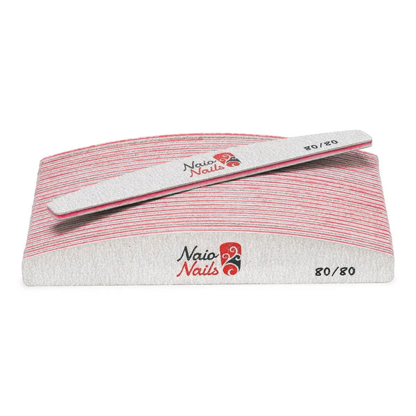 Pack of 25 - Zebra Grey Half Moon 80/80 Grit Nail Files   Naio Nails