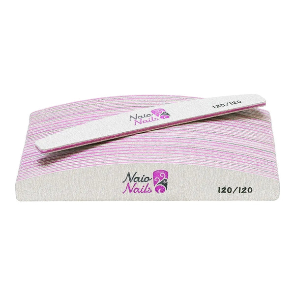 Pack of 25 - Zebra Grey Half Moon 120/120 Grit Nail Files   Naio Nails