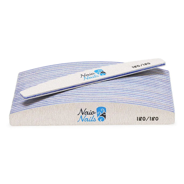 Pack of 25 - Zebra Grey Half Moon 180/180 Grit Nail Files   Naio Nails