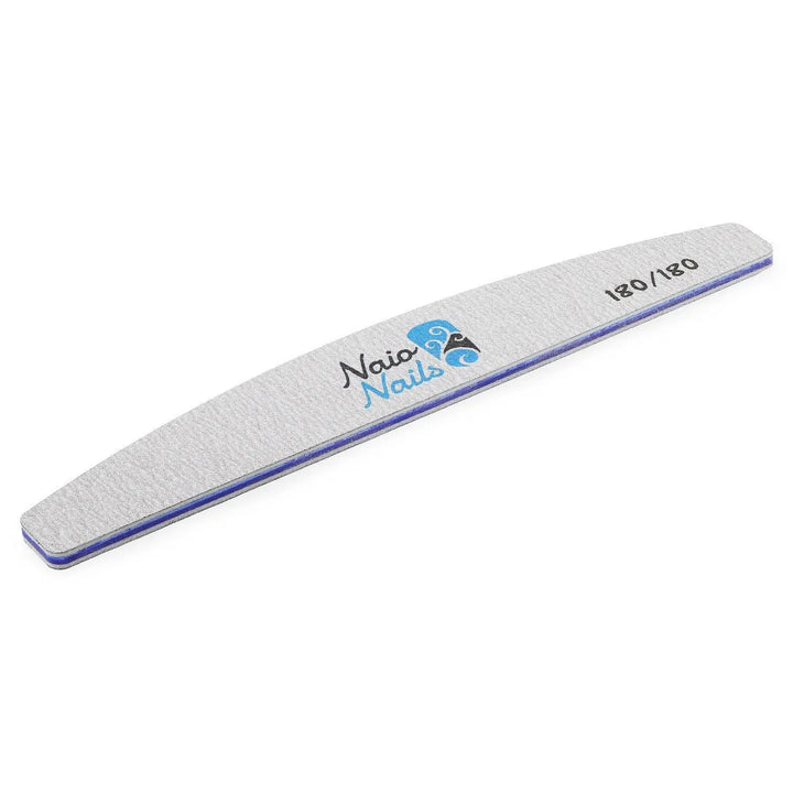Pack of 25 - Zebra Grey Half Moon 180/180 Grit Nail Files   Naio Nails