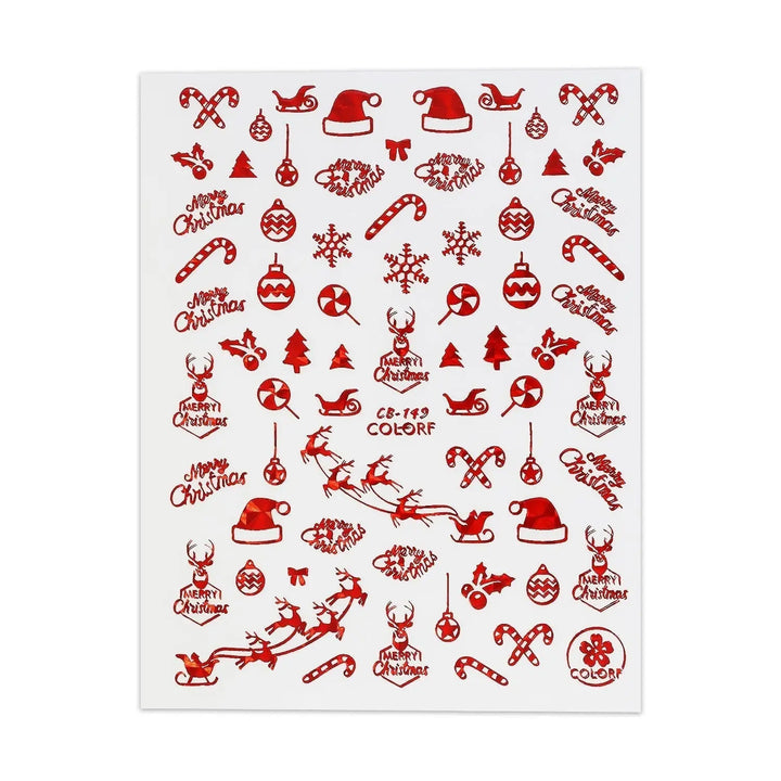 Christmas Sticker - Red Tree, Bauble & Sleigh   Naio Nails