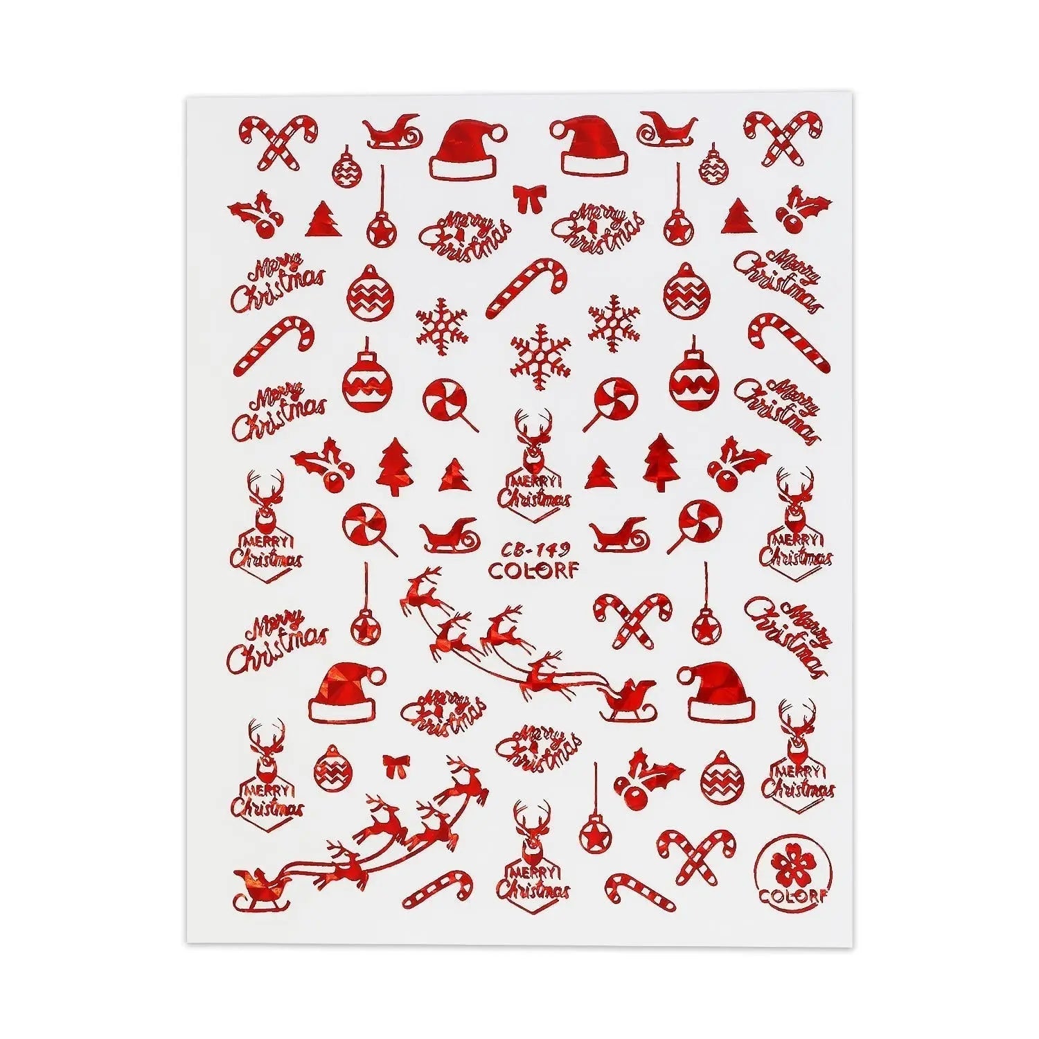 Christmas Sticker - Red Tree, Bauble & Sleigh   Naio Nails