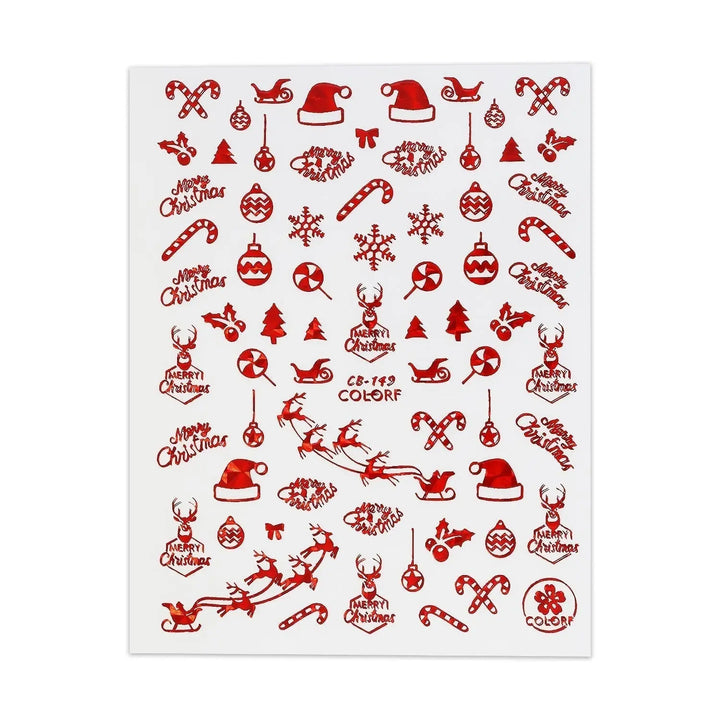 Christmas Sticker - Red Tree, Bauble & Sleigh   Naio Nails