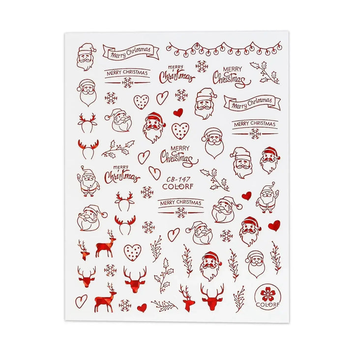 Christmas Sticker - Red Santa, Holly & Mistletoe   Naio Nails