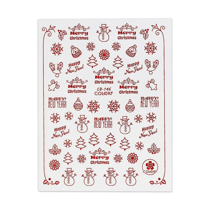 Christmas Sticker - Red Snowman & Trees   Naio Nails