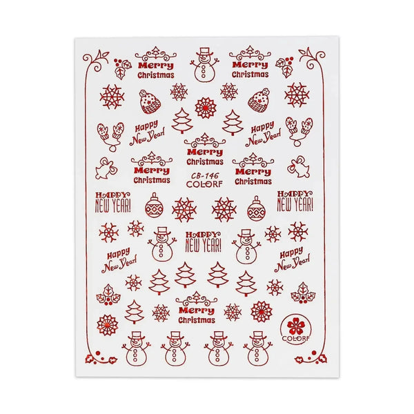 Christmas Sticker - Red Snowman & Trees   Naio Nails