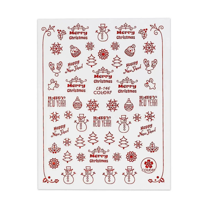 Christmas Sticker - Red Snowman & Trees   Naio Nails