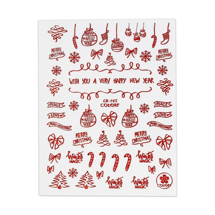 Christmas Sticker - Red Slogans & Candy Canes   Naio Nails