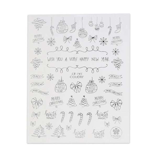 Christmas Sticker - Silver Slogans & Candy Canes   Naio Nails