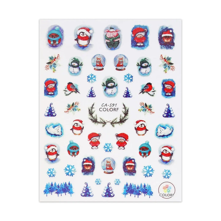 Christmas Sticker - Cosy Penguins & Bears   Naio Nails