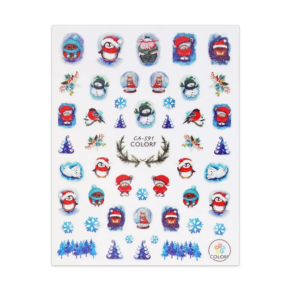 Christmas Sticker - Cosy Penguins & Bears   Naio Nails