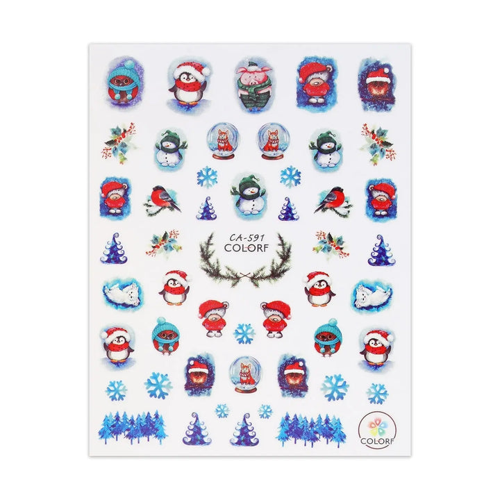 Christmas Sticker - Cosy Penguins & Bears   Naio Nails