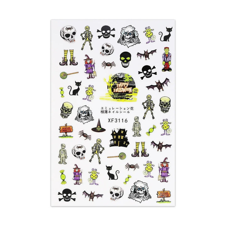 Halloween Stickers - Mummies, Skeletons & Witches   Naio Nails