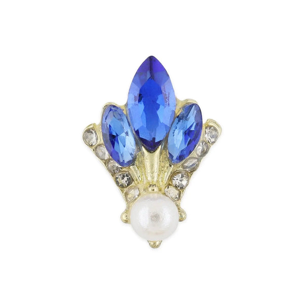 Pot of 10 Charms - Gold, Sapphire & Pearl Fleur-de-lis   Naio Nails