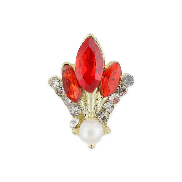 Pot of 10 Charms - Gold, Ruby & Pearl Fleur-de-lis   Naio Nails