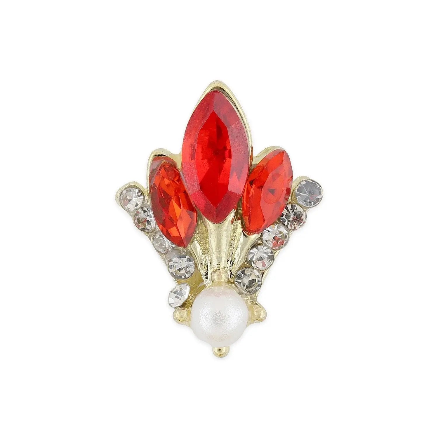 Pot of 10 Charms - Gold, Ruby & Pearl Fleur-de-lis   Naio Nails