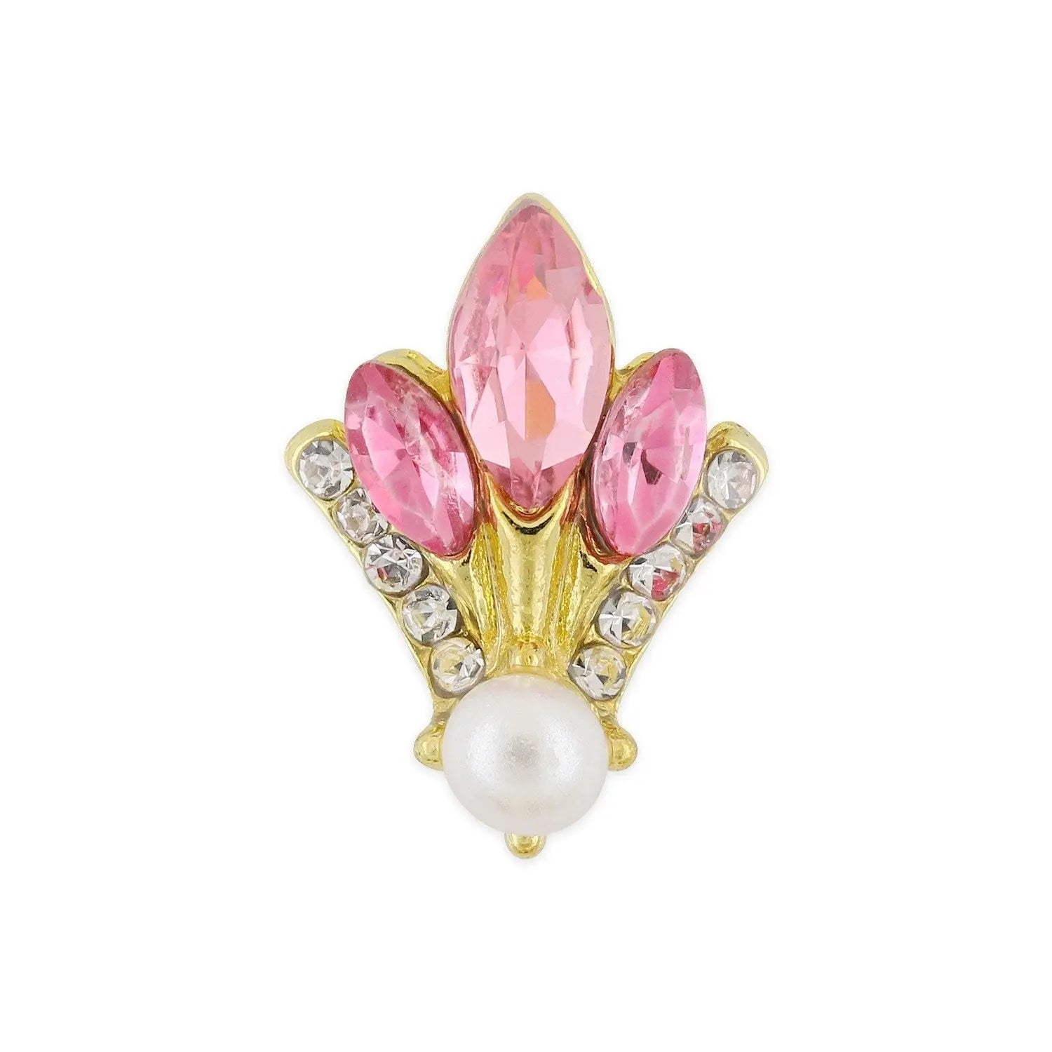 Pot of 10 Charms - Gold, Pink Crystal & Pearl Fleur-de-lis   Naio Nails