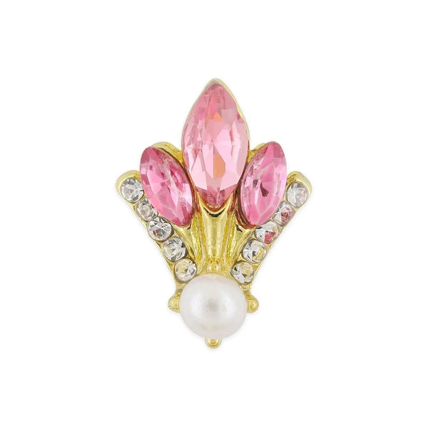 Pot of 10 Charms - Gold, Pink Crystal & Pearl Fleur-de-lis   Naio Nails