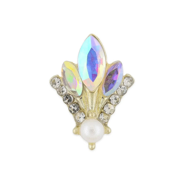 Pot of 10 Charms - Gold, AB Crystal & Pearl Fleur-de-lis   Naio Nails