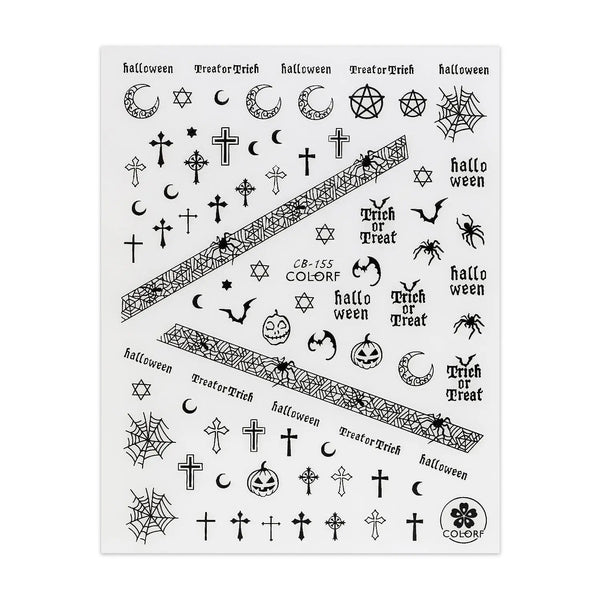 Halloween Stickers - Crosses & Bats - Black   Naio Nails