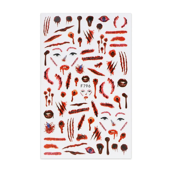 Halloween Stickers - Wounds and Faces   Naio Nails
