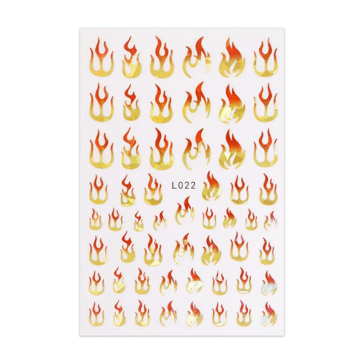 Metallic Sticker Sheet - Flames 001   Naio Nails
