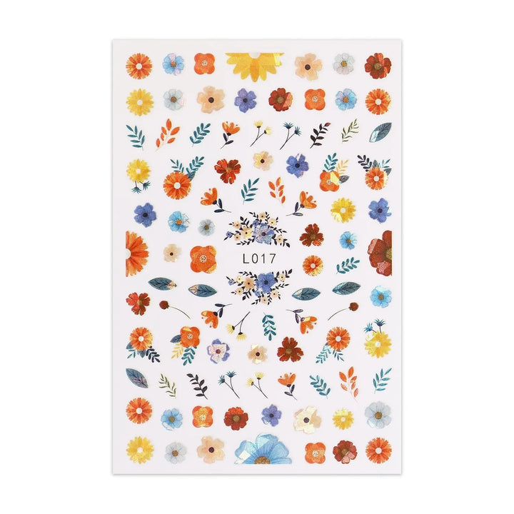 Metallic Sticker Sheet - Various Flowers   Naio Nails