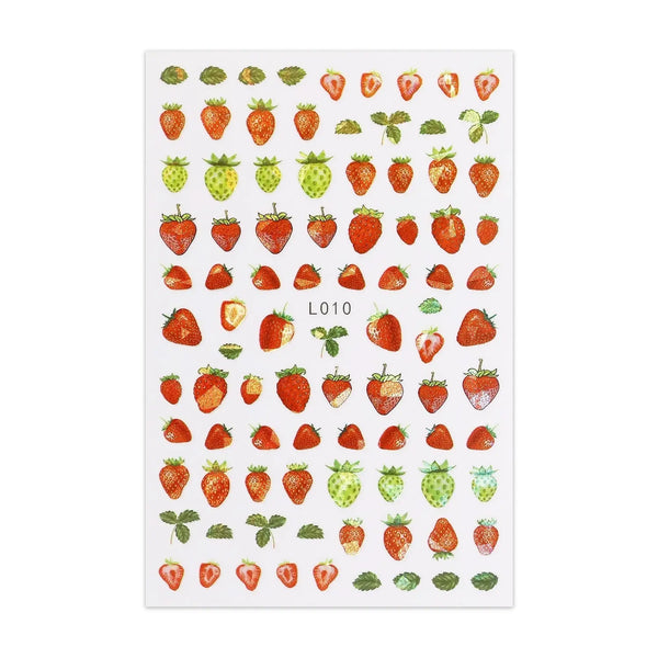 Metallic Sticker Sheet - Strawberries   Naio Nails
