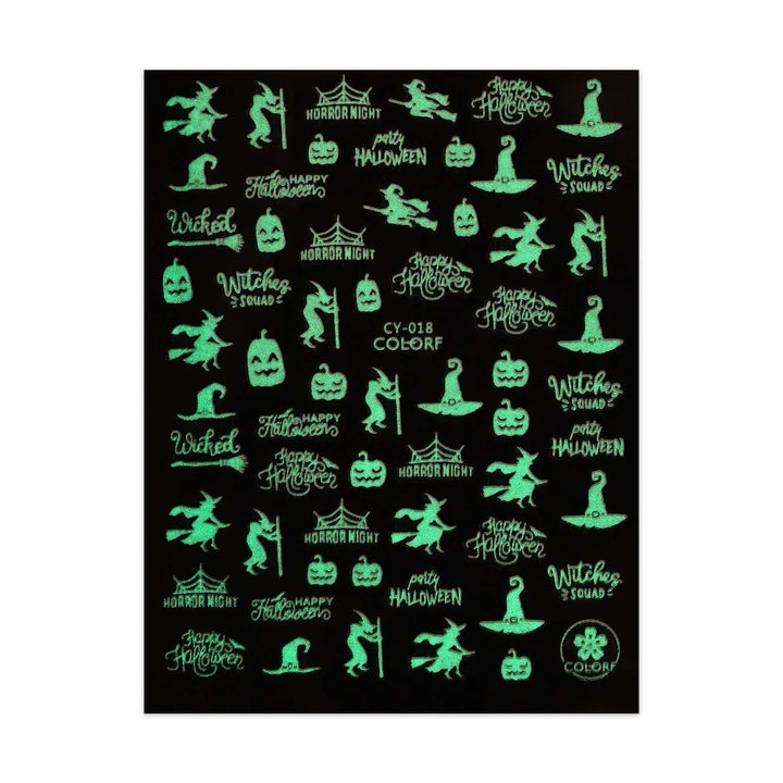 Glow in the Dark Halloween Stickers - Witches & Pumpkins   Naio Nails