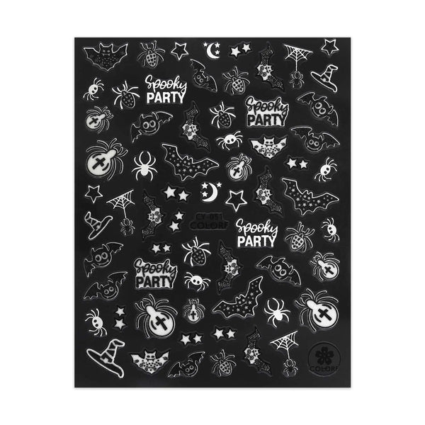 Glow in the Dark Halloween Stickers - Bats & Spiders - Black & White   Naio Nails
