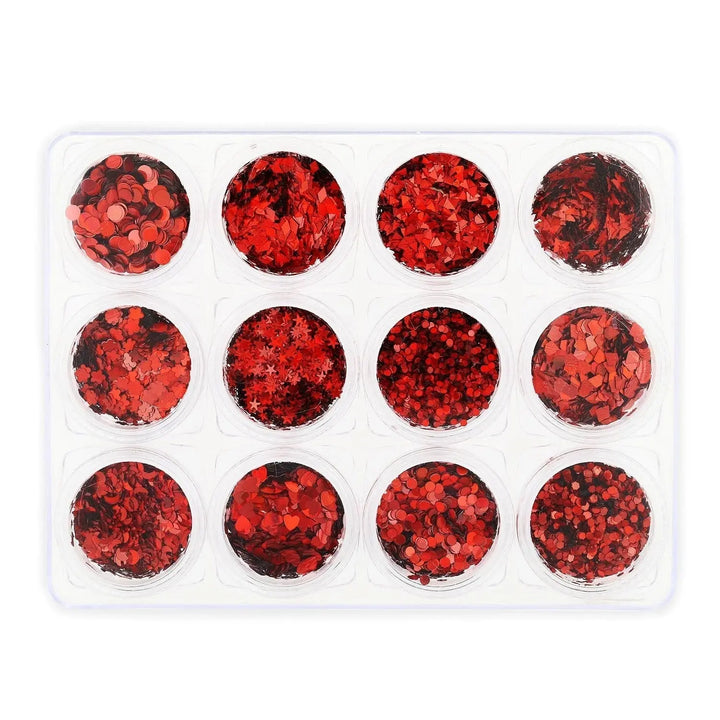 Glitter Set - NGS-003 - Chunky Red Shapes   Naio Nails