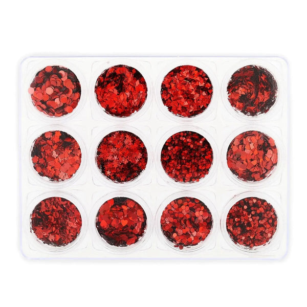 Glitter Set - NGS-003 - Chunky Red Shapes   Naio Nails