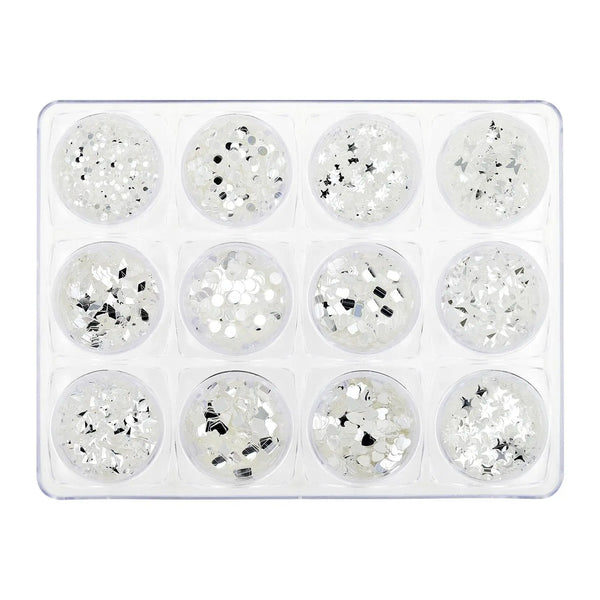 Glitter Set - NGS-013 - Silver Shapes   Naio Nails