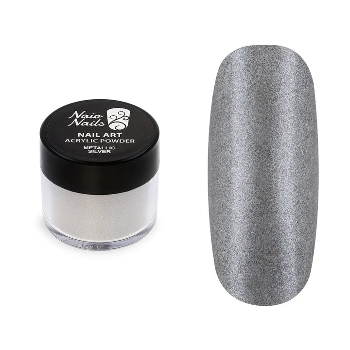 Metallic Silver Acrylic Powder - 12g   Naio Nails