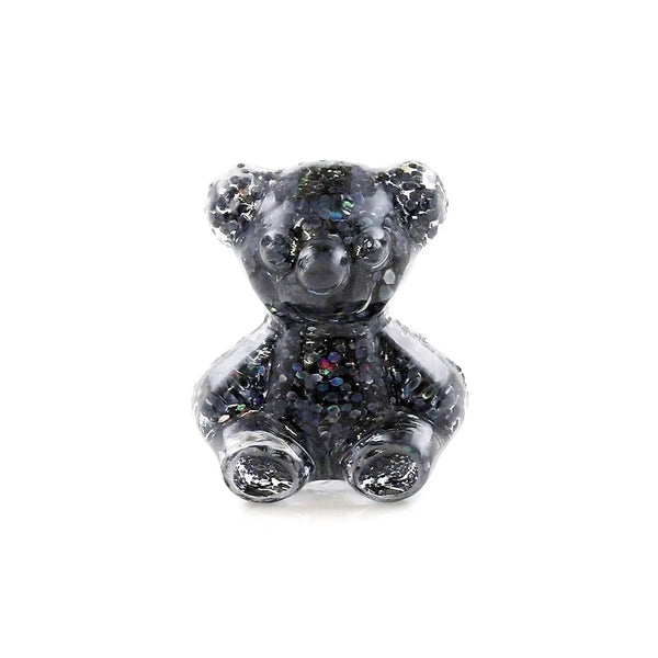 Pot of 5 Charms - Black Glitter Teddybear   Naio Nails