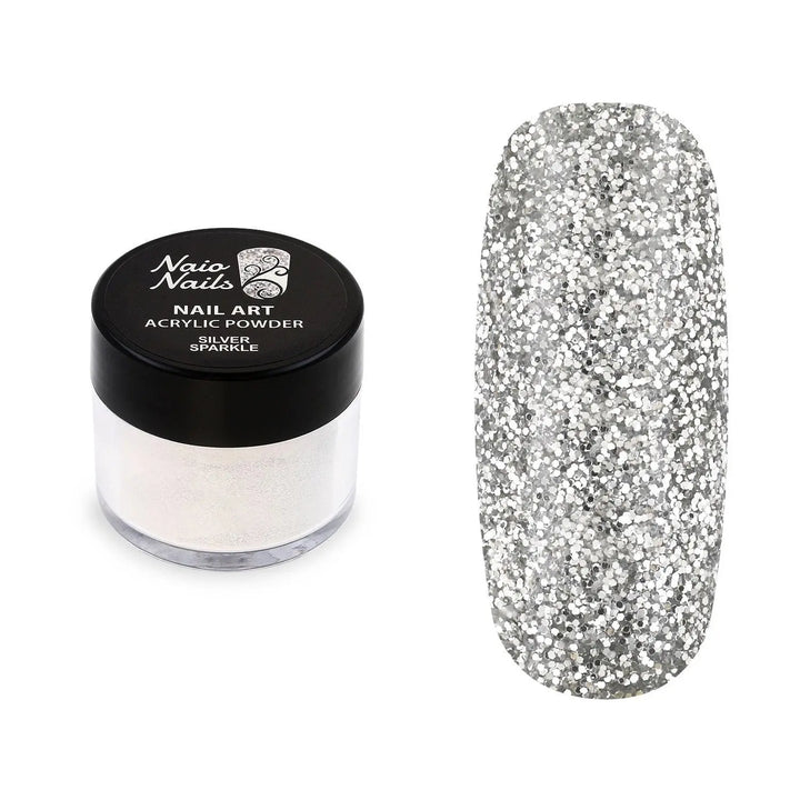 Silver Sparkle Glitter Acrylic Powder - 12g   Naio Nails