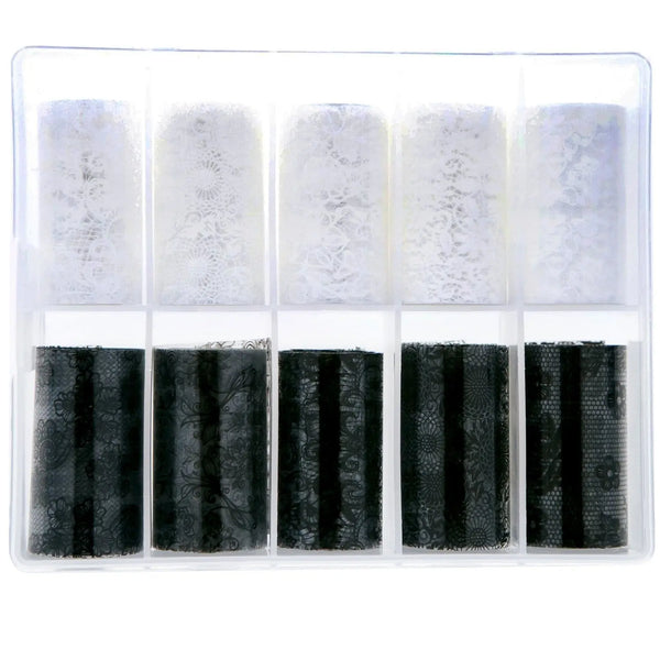 TFS-7 Black & White Netted Foil   Naio Nails