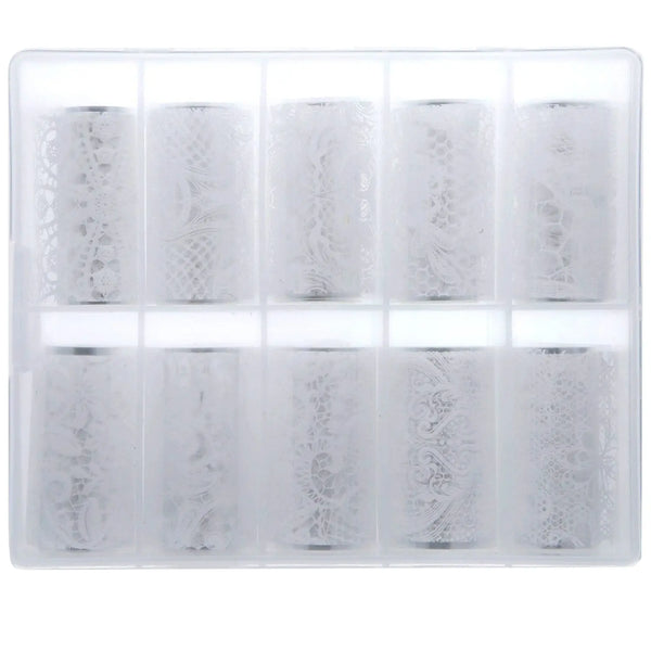 TFS-108 Transparent White Lace Set of Foils   Naio Nails
