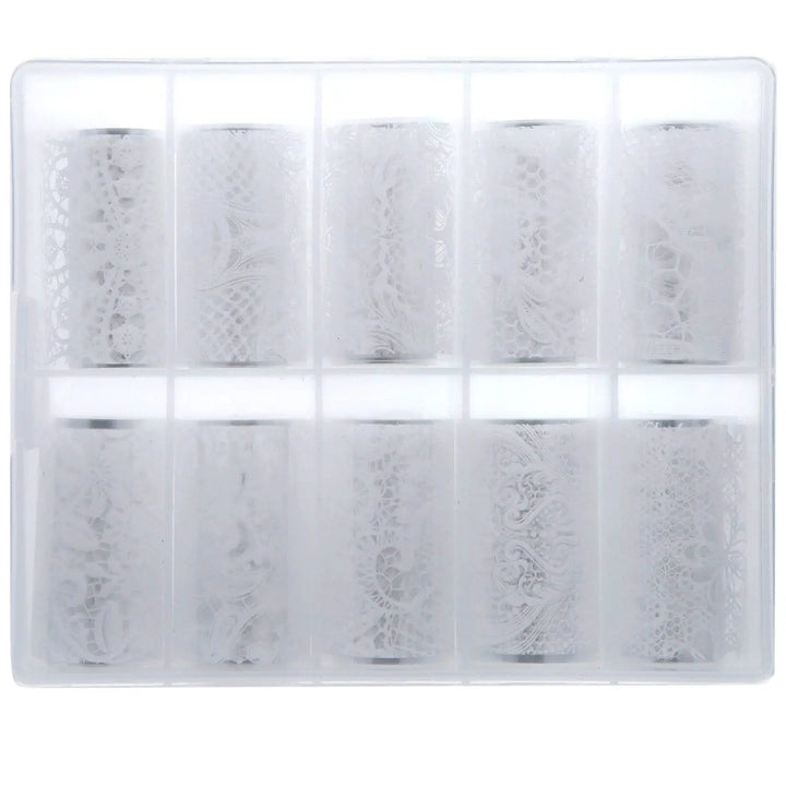 TFS-108 Transparent White Lace Set of Foils   Naio Nails