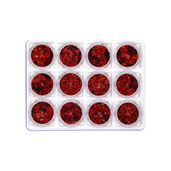 Glitter Set - NGS-008 - Chunky & Fine Red Shapes   Naio Nails